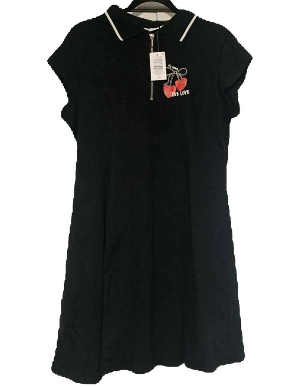 Torrid Goth Tennis Dress Lovesick Heart Cherries 1X 14 16 - NEW
